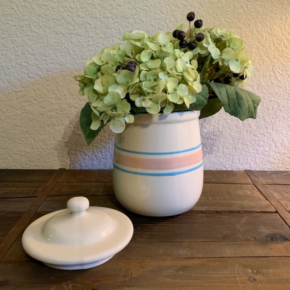 Vintage McCoy Pink & Blue Canister with Lid